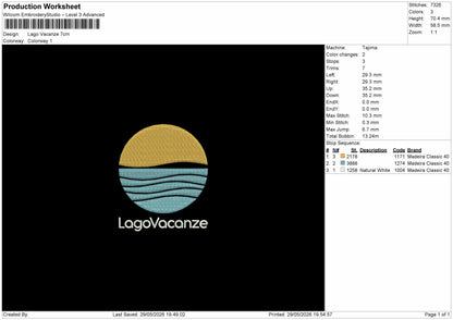 LagoVacanze Embroidery Design  File