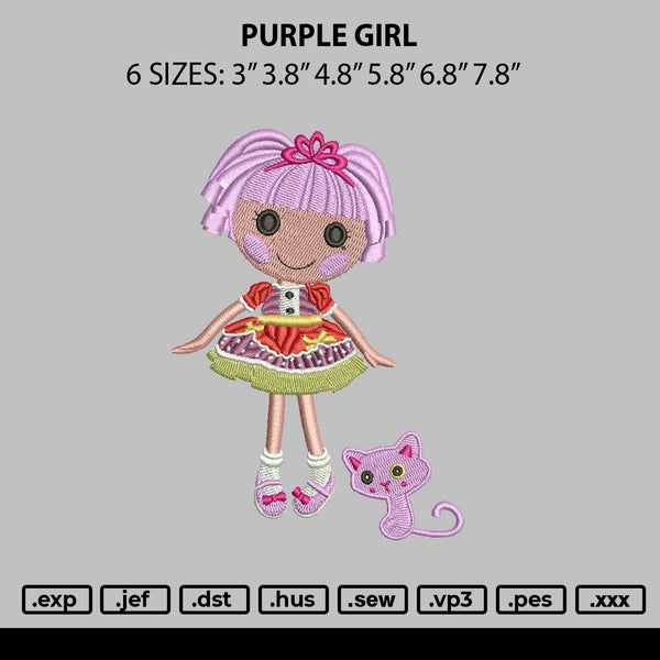 Purple Girl Embroidery File 6 sizes