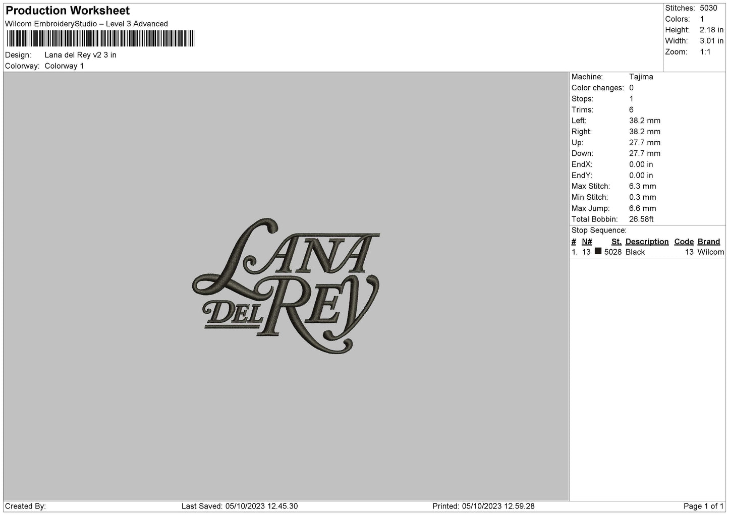 Lana Text V2 Embroidery File 6 sizes