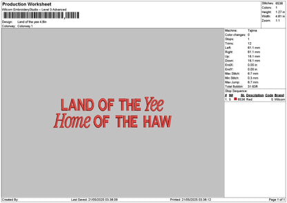Landtext 2105 Embroidery File 6 sizes