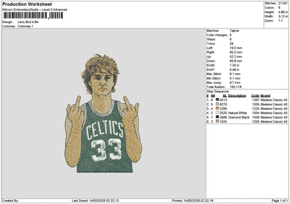 Player 33 Embroidery File 6 sizes