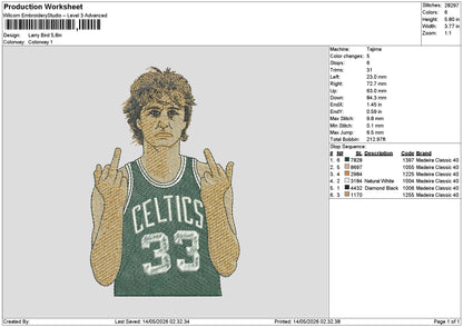 Player 33 Embroidery File 6 sizes