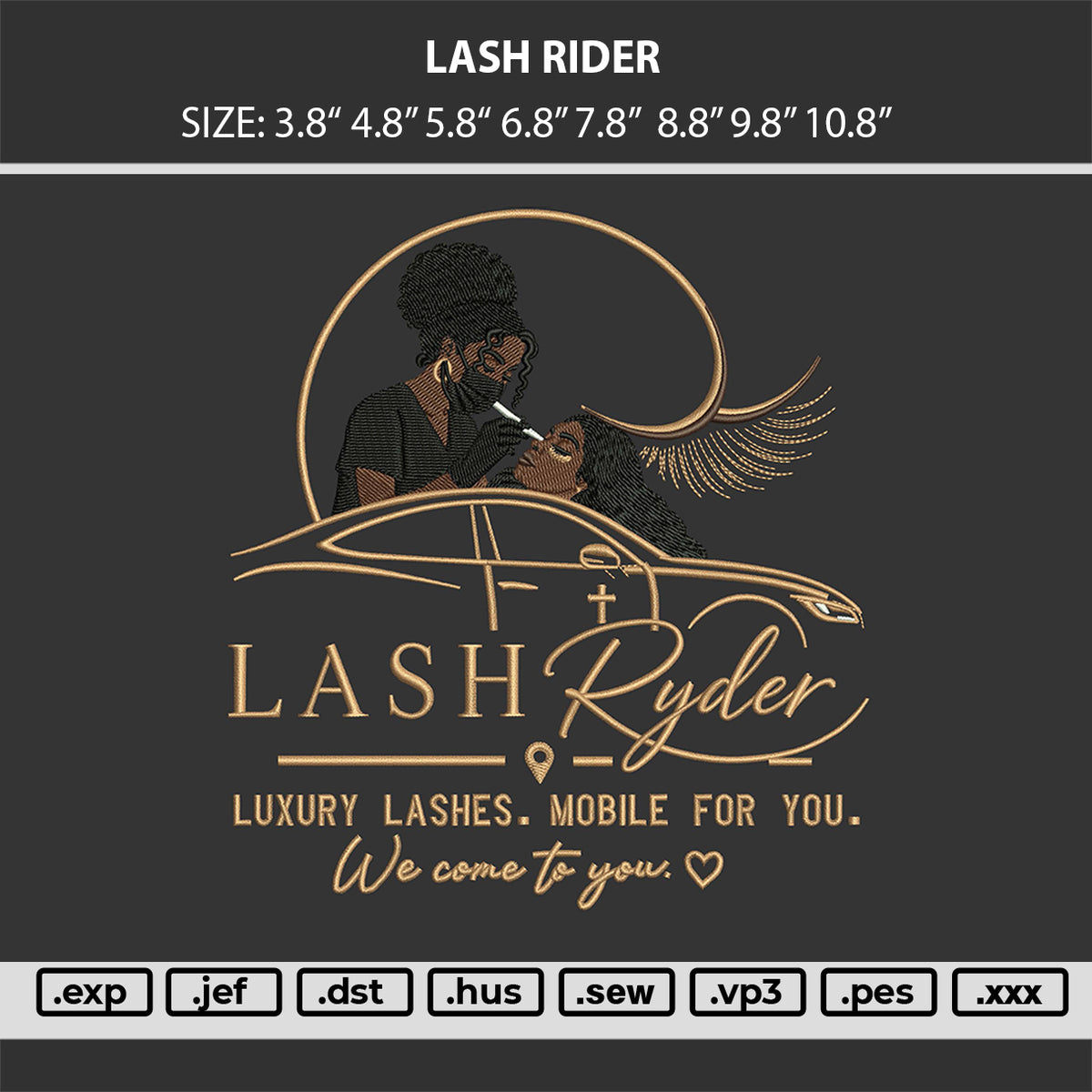 Lash Rider Embroidery Machine Design Files