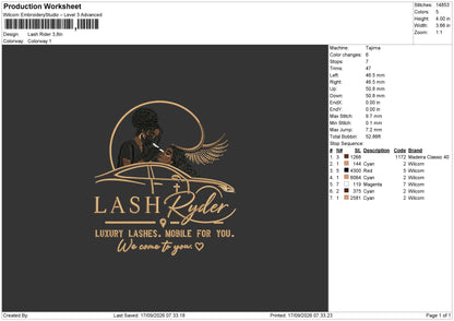 Lash Rider Embroidery Machine Design Files