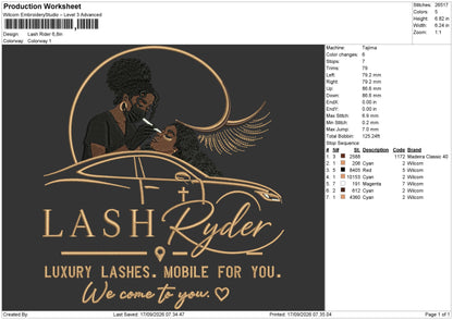Lash Rider Embroidery Machine Design Files