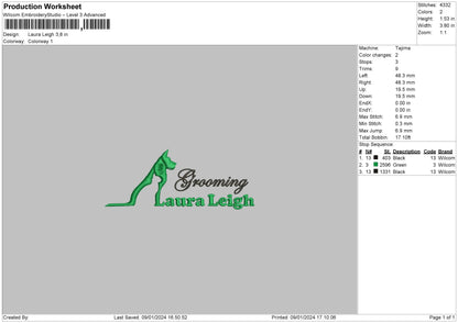 Laura Text Embroidery File 6 sizes