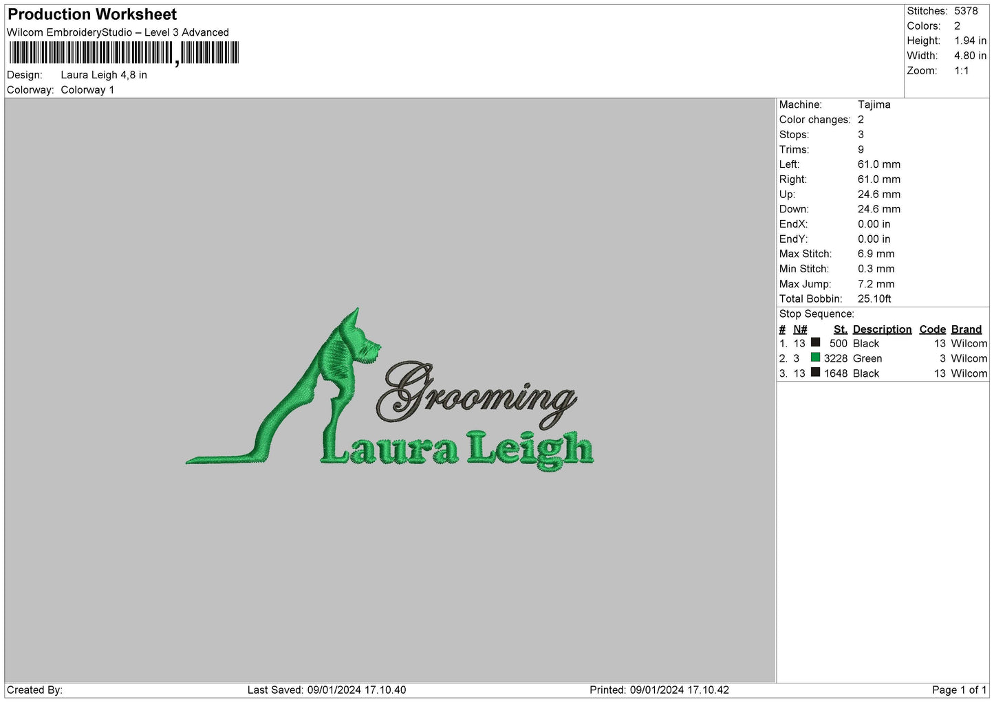 Laura Text Embroidery File 6 sizes