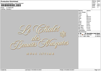 Chalettext 01 Embroidery File 6 sizes