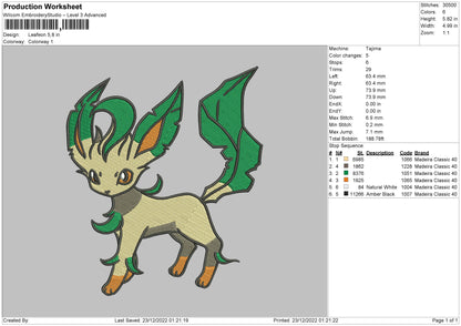 Leafon Embroidery File 6 sizes
