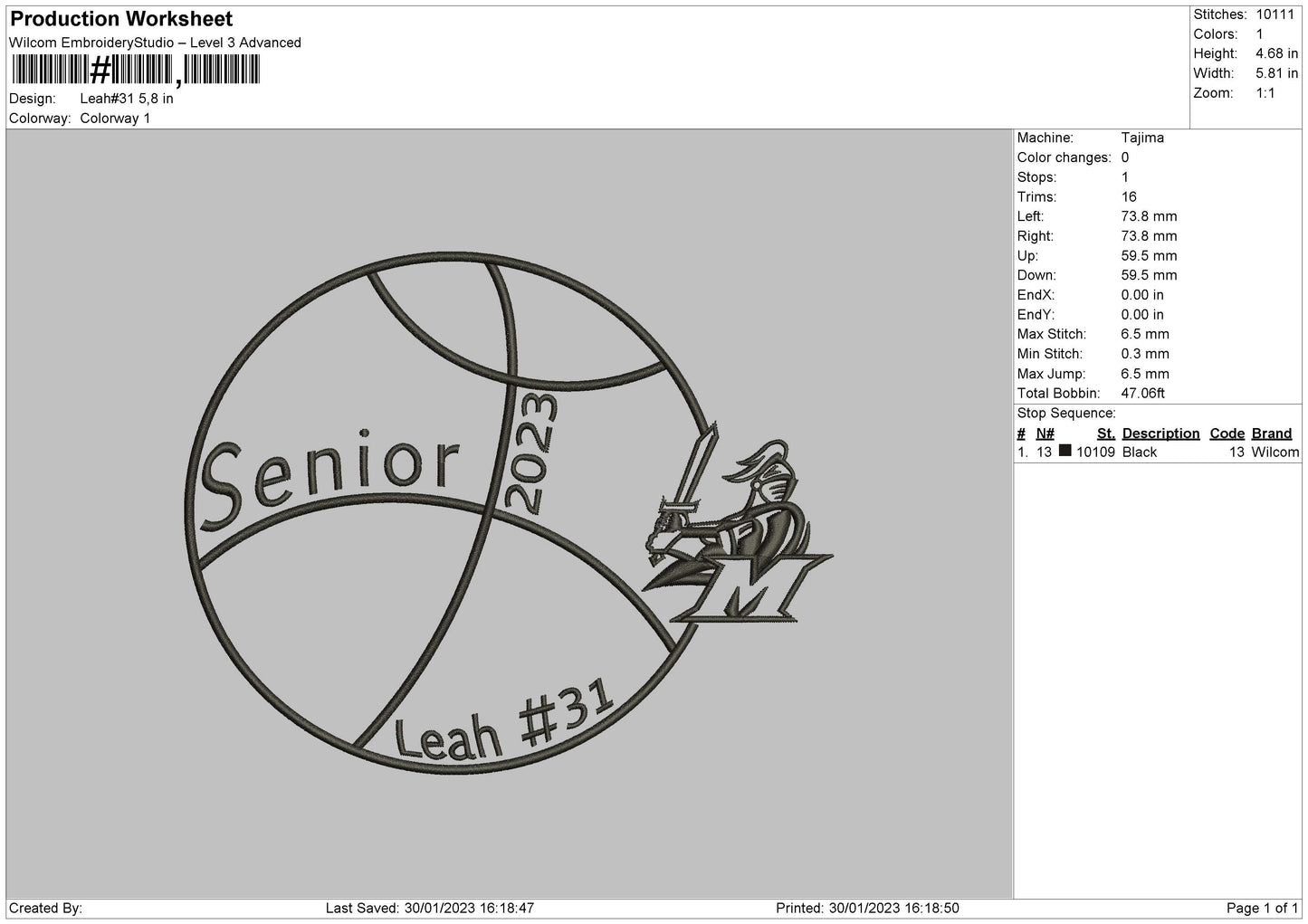 Leah 31 Embroidery File 6 sizes