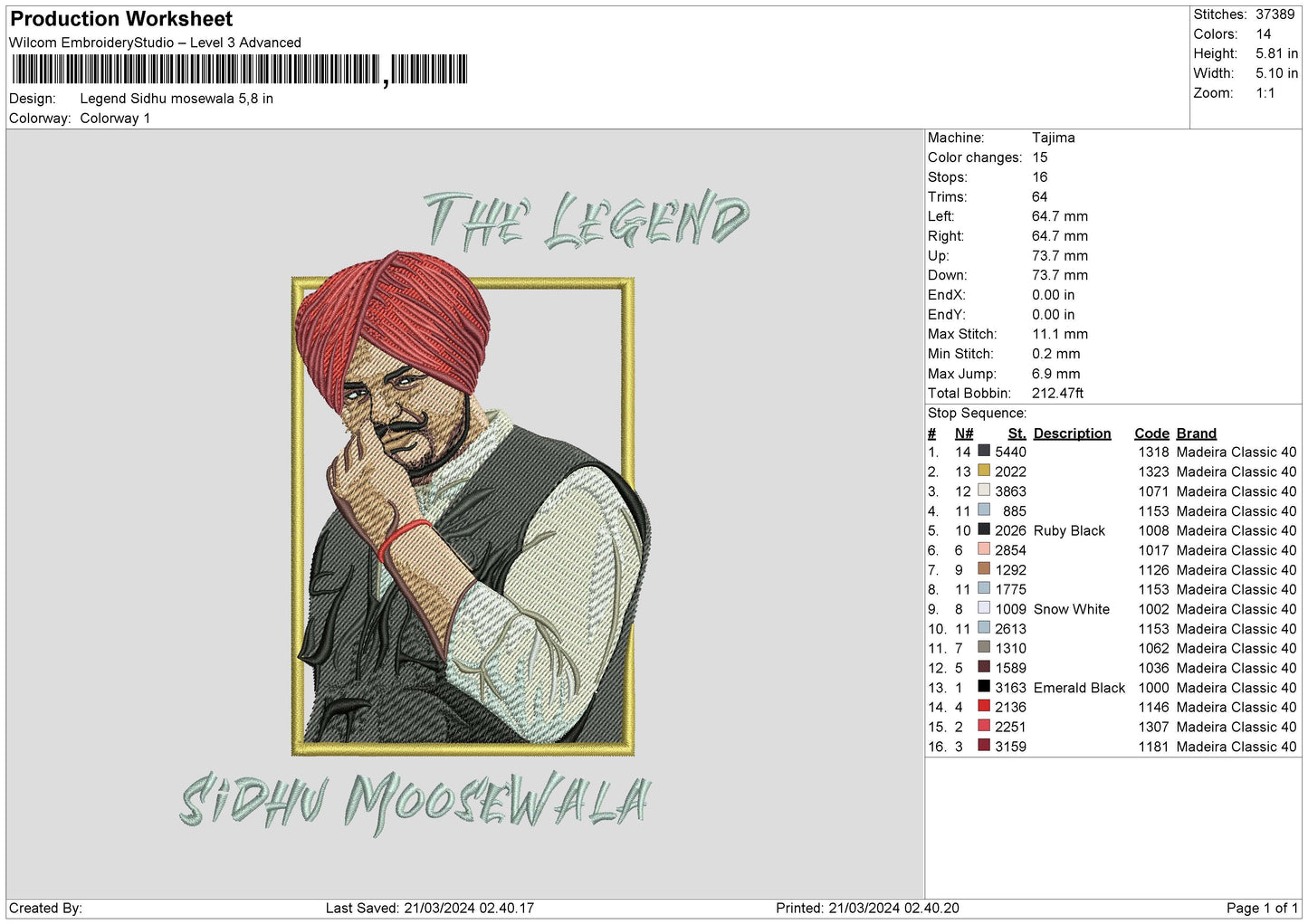 Legendsidhu Embroidery File 6 sizes