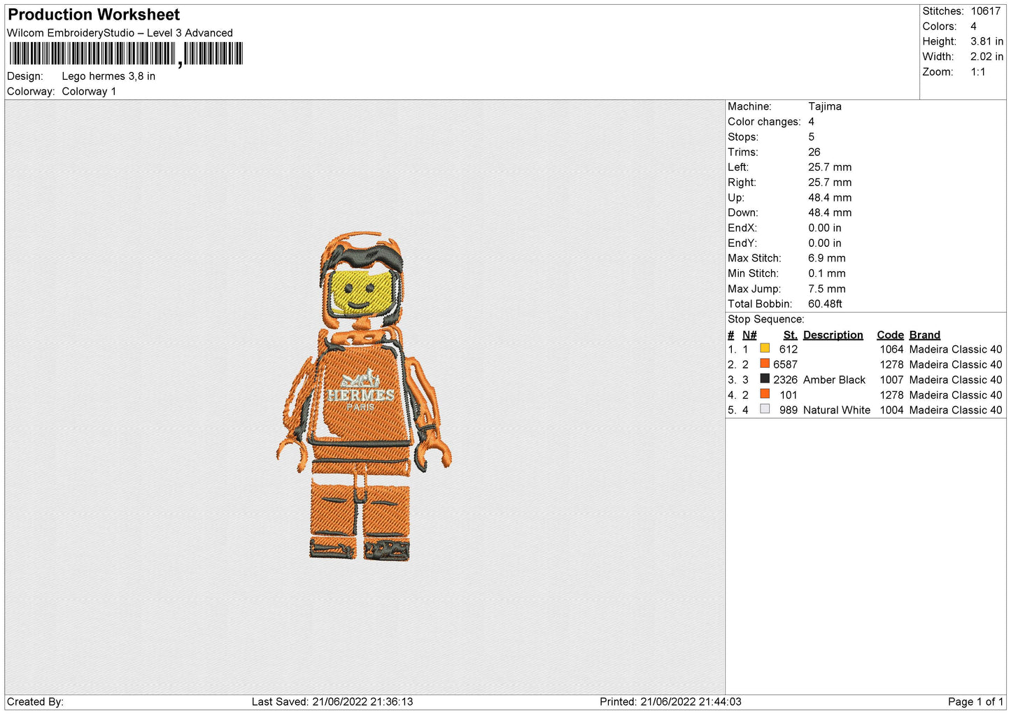 H Lego Embroidery File 4 size
