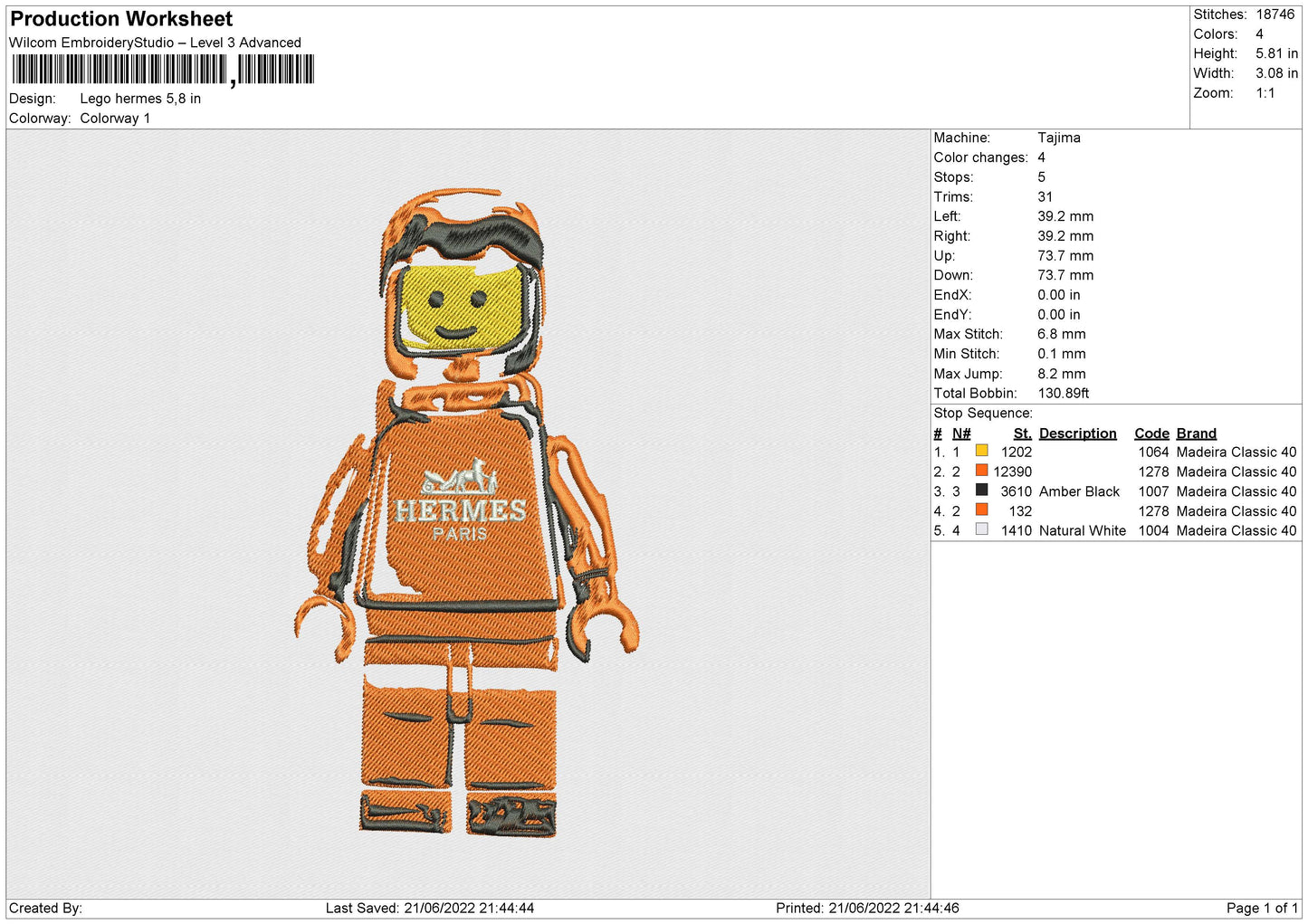 H Lego Embroidery File 4 size
