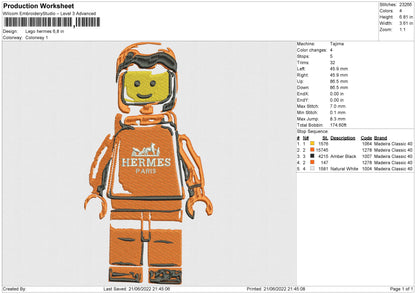 H Lego Embroidery File 4 size