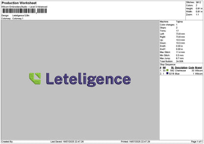 Leteligencetext Embroidery File 6 sizes
