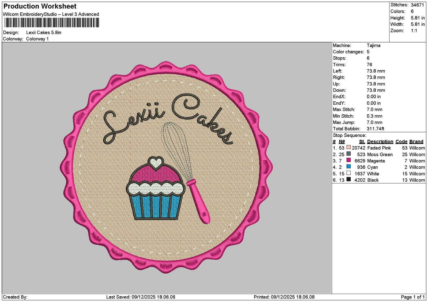 Cakestext 0812 Embroidery File 6 sizes