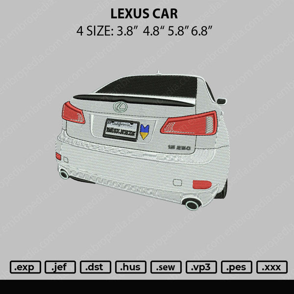 Lexus Car Embroidery File 4 size