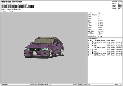 Purple Car 1906 Embroidery File 6 sizes