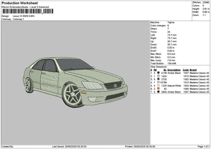 Grey Car 2505 Embroidery File 6 sizes