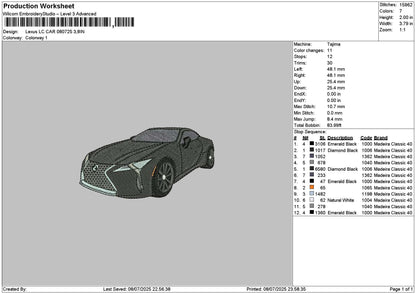 Black Car 0807a Embroidery File 6 sizes