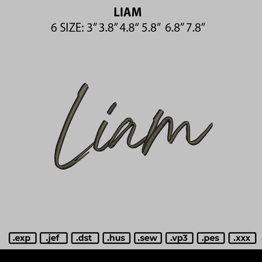Liam Embroidery File 6 sizes