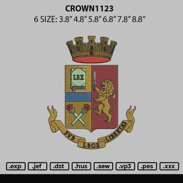 Crown1123 Embroidery File 6 sizes