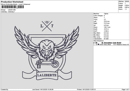 Libertetext Embroidery File 6 sizes