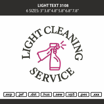 Light Text 3108 Embroidery Machine Design File 6 sizes