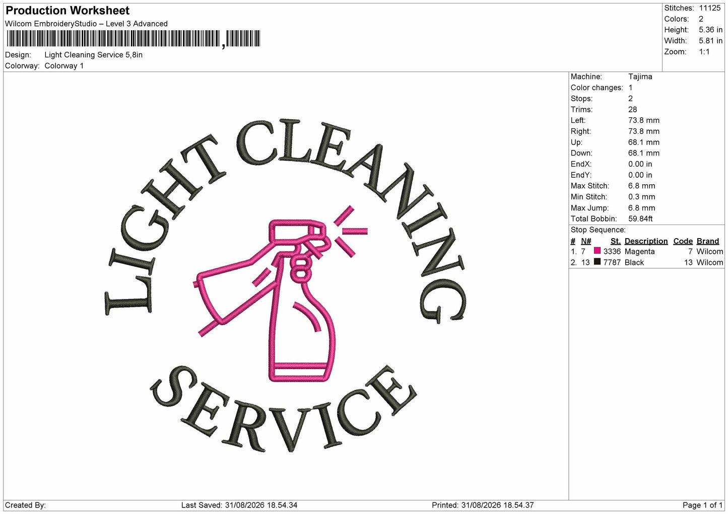 Light Text 3108 Embroidery Machine Design File 6 sizes