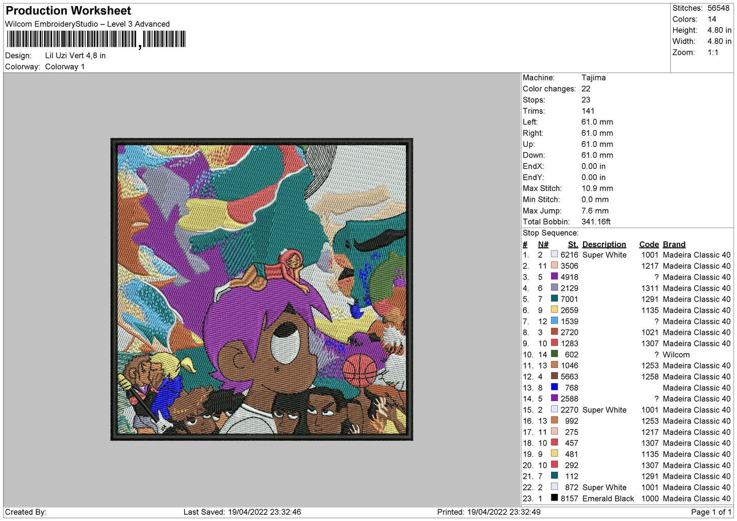 Lil Uzi Vert Embroidery File 4 sizes