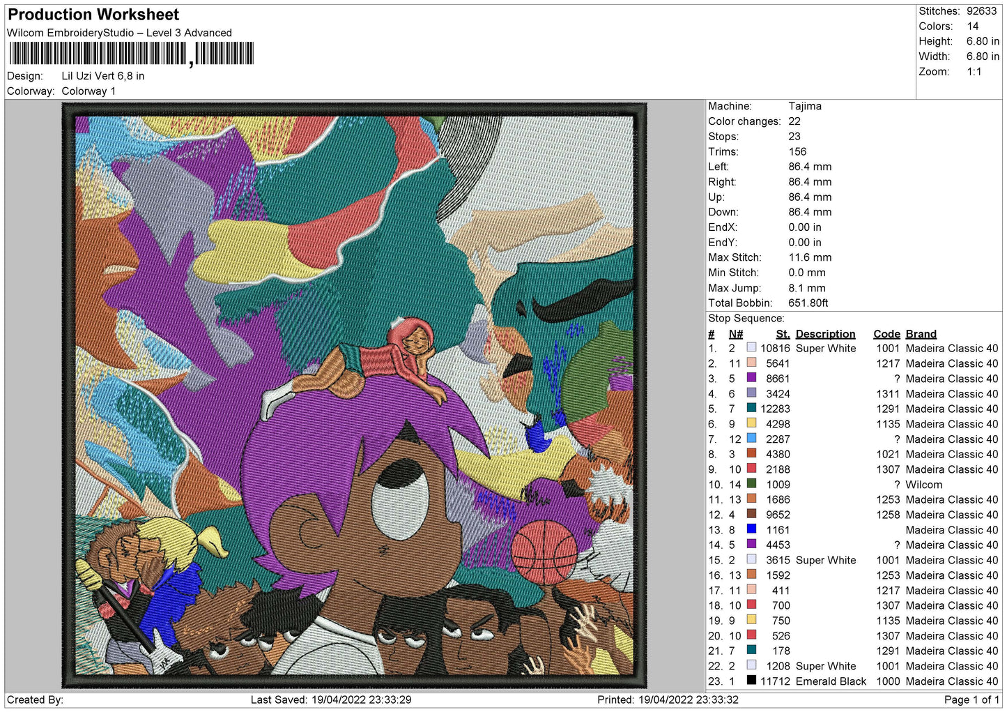 Lil Uzi Vert Embroidery File 4 sizes