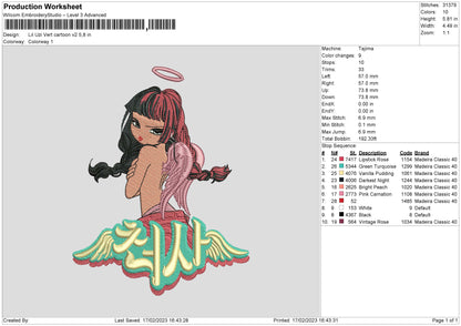 Uzi Cartoon V2 Embroidery File 6 sizes
