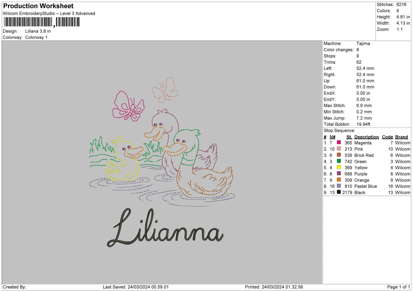 Ducks Text Embroidery File 6 sizes