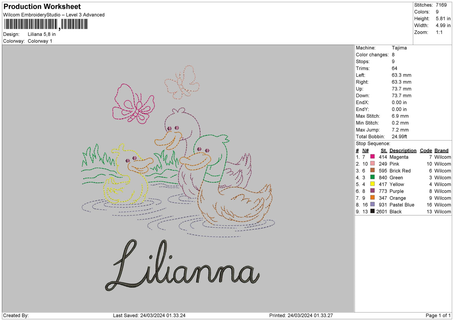 Ducks Text Embroidery File 6 sizes