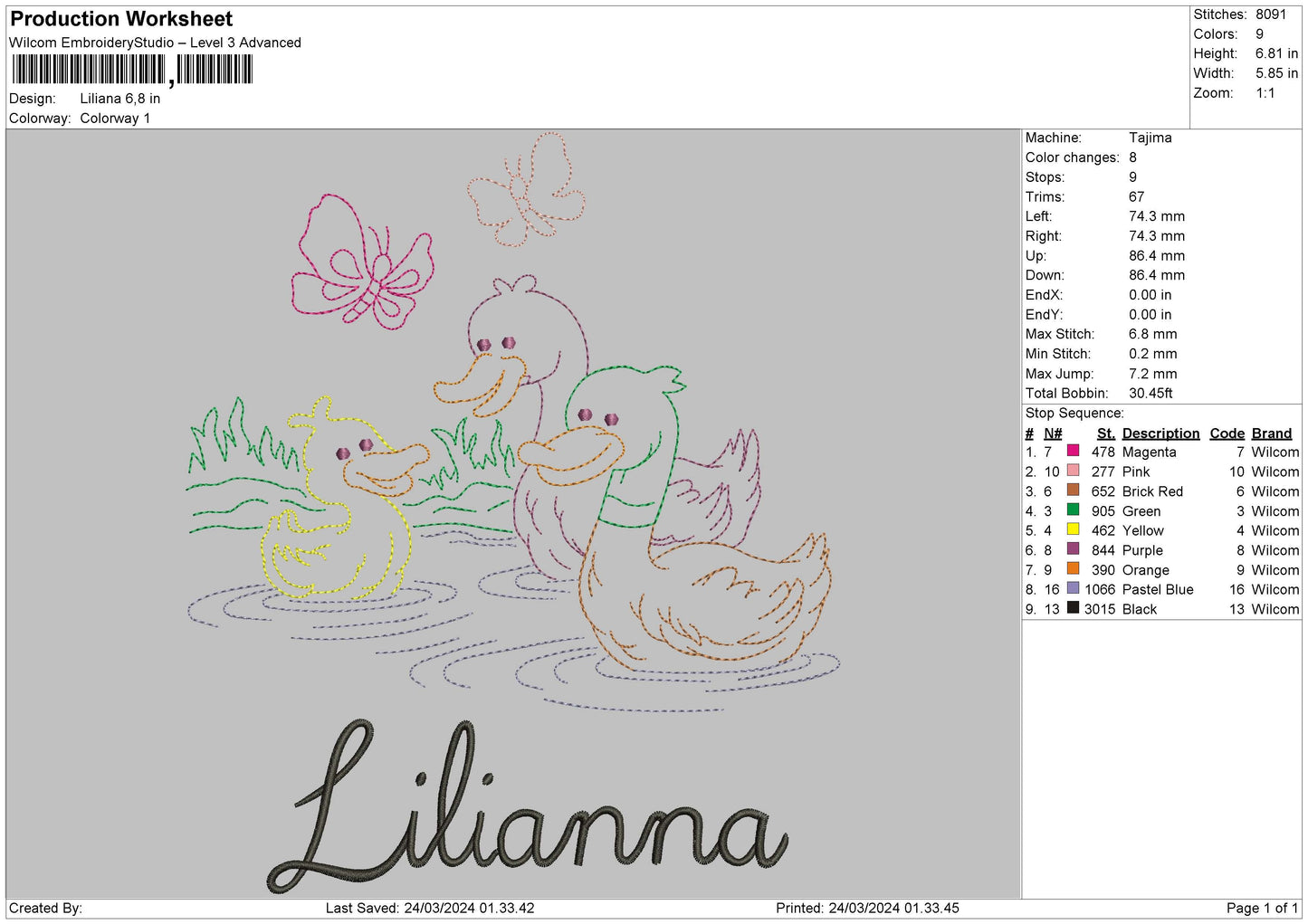 Ducks Text Embroidery File 6 sizes