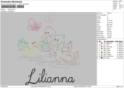 Ducks Text Embroidery File 6 sizes