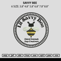 Savvy Bee Embroidery File 6 sizes