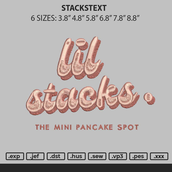 Stackstext Embroidery File 6 sizes