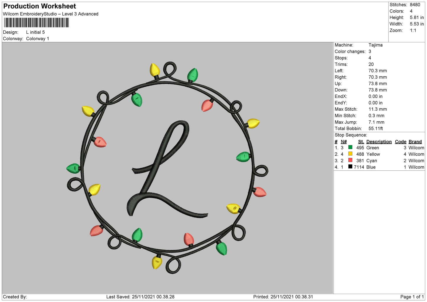 L Initial Embroidery File 4 size