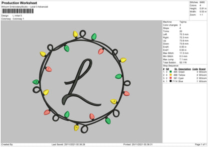 L Initial Embroidery File 4 size