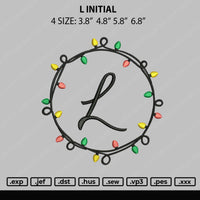 L Initial Embroidery File 4 size
