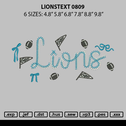 Lionstext Embroidery File 6 sizes