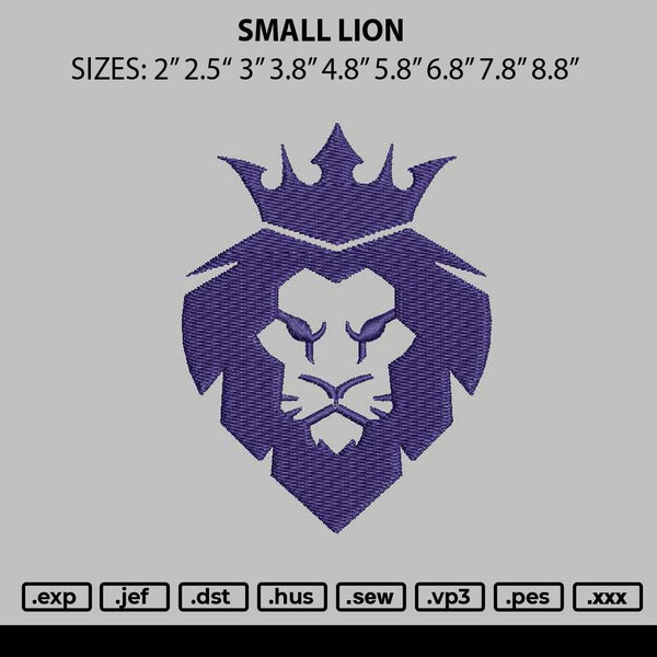 Small Lion Embroidery File 6 sizes
