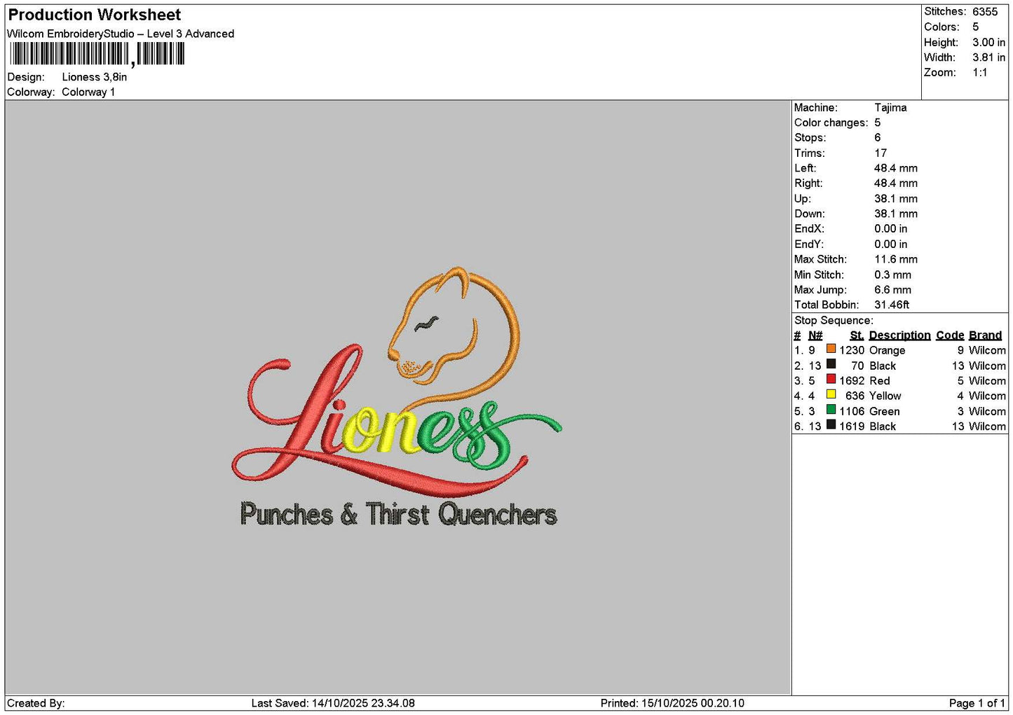 Lonesstext 1510 Embroidery File 6 sizes