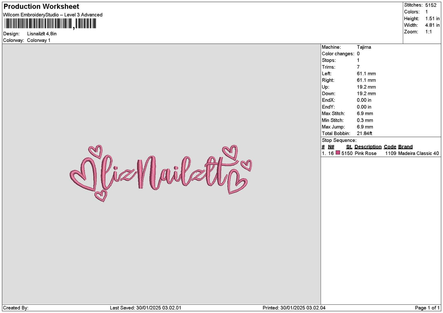 Liznailztext Embroidery File 6 sizes