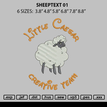 Sheeptext 01 Embroidery File 6 sizes