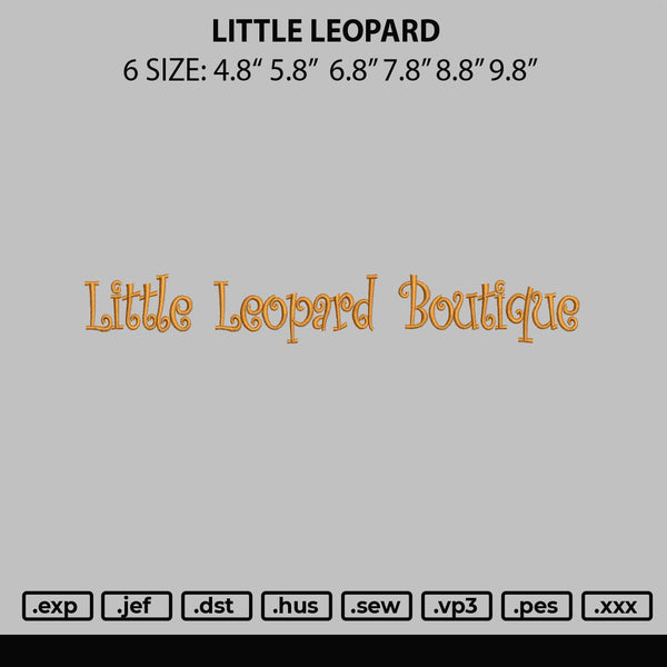 Little Leopard Embroidery File 6 sizes