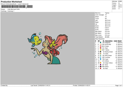 Ariel1909 Embroidery File 6 sizes