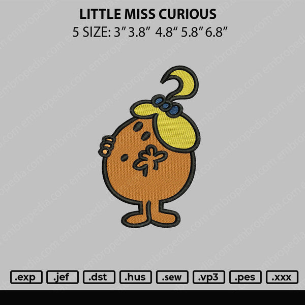 Little Miss Curious Embroidery File 4 sizes