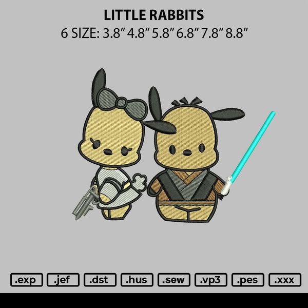 Little Rabbits Embroidery File 6 sizes